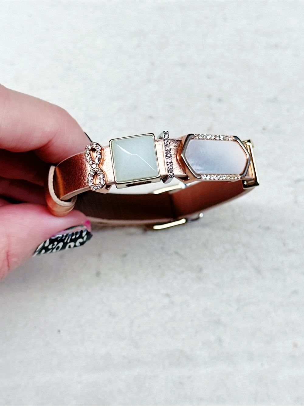 192u. Rose Goldtone Faux Leather Bracelet